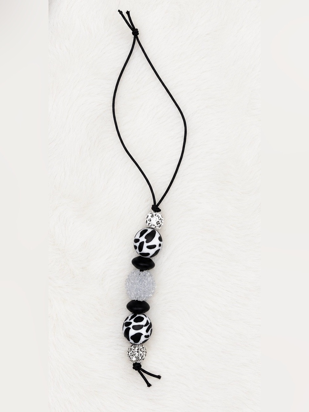 Black & White Cow Print Car Charm